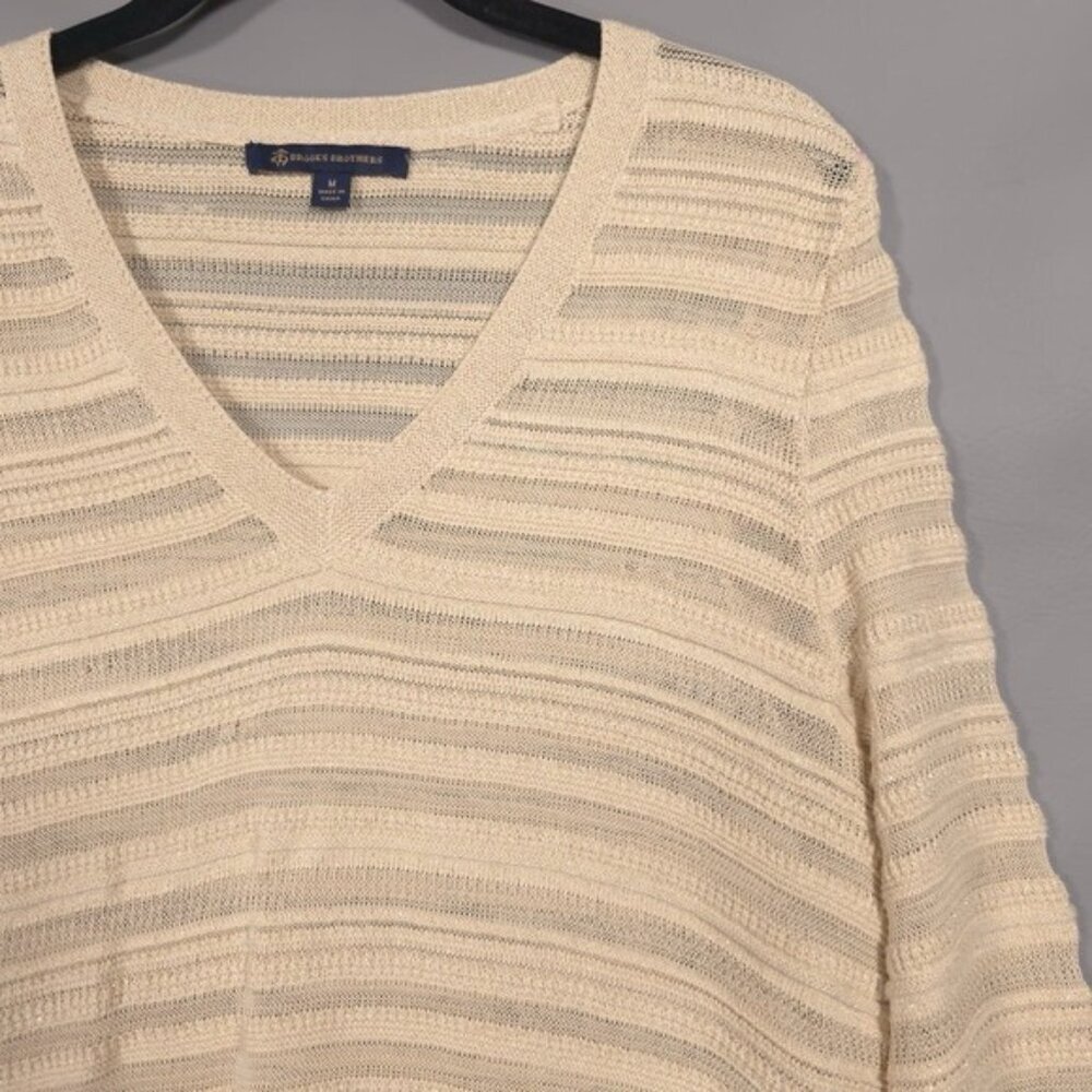 Brooks Brothers Women's Tunic‎ Top Knit Sparkle V Neck Sweater MEDIUM
